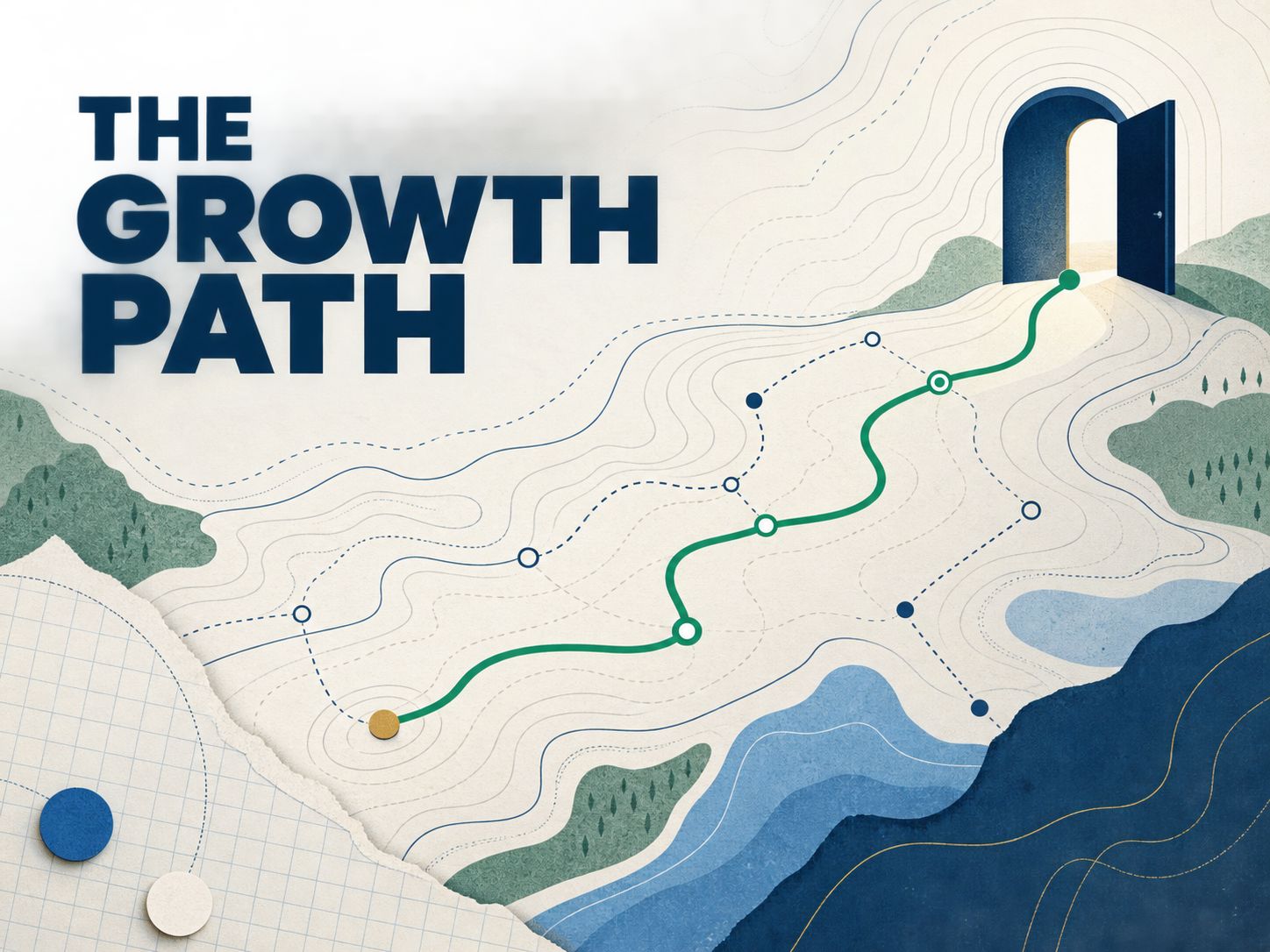 The Growth Path, illustrated as a winding route toward an open door